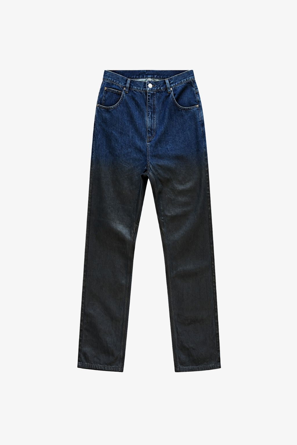 Drop-Crotch Denim Jeans with Leather Ombre Effect