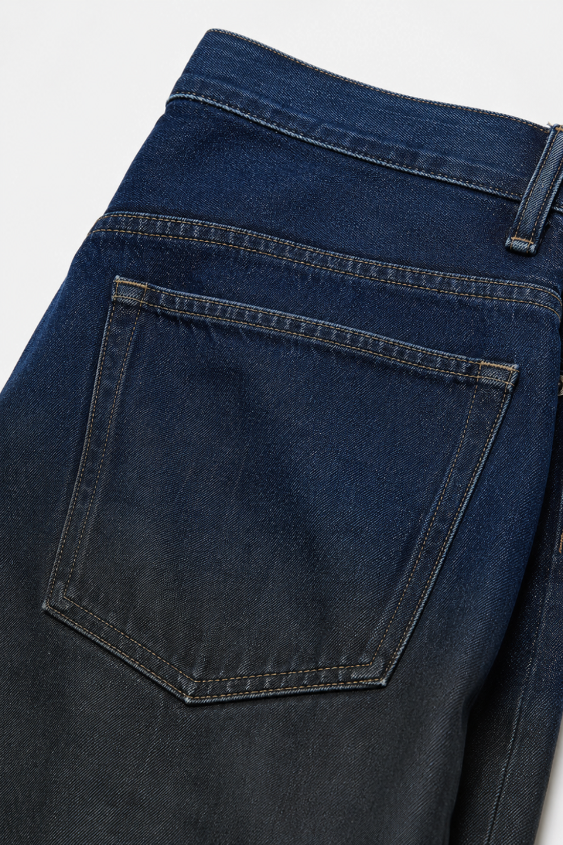 Drop-Crotch Denim Jeans with Leather Ombre Effect